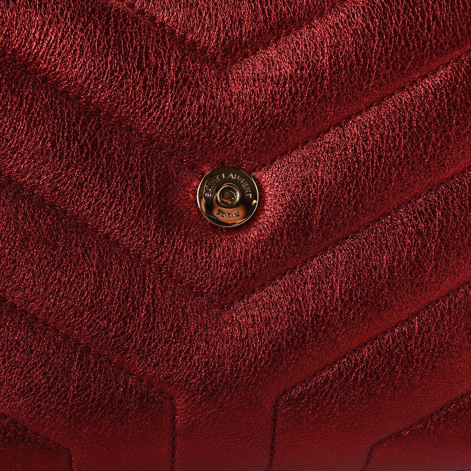 Saint Laurent Metallic Calfskin Matelasse Toy Loulou Monogram Chain Satchel Red 11 of 13