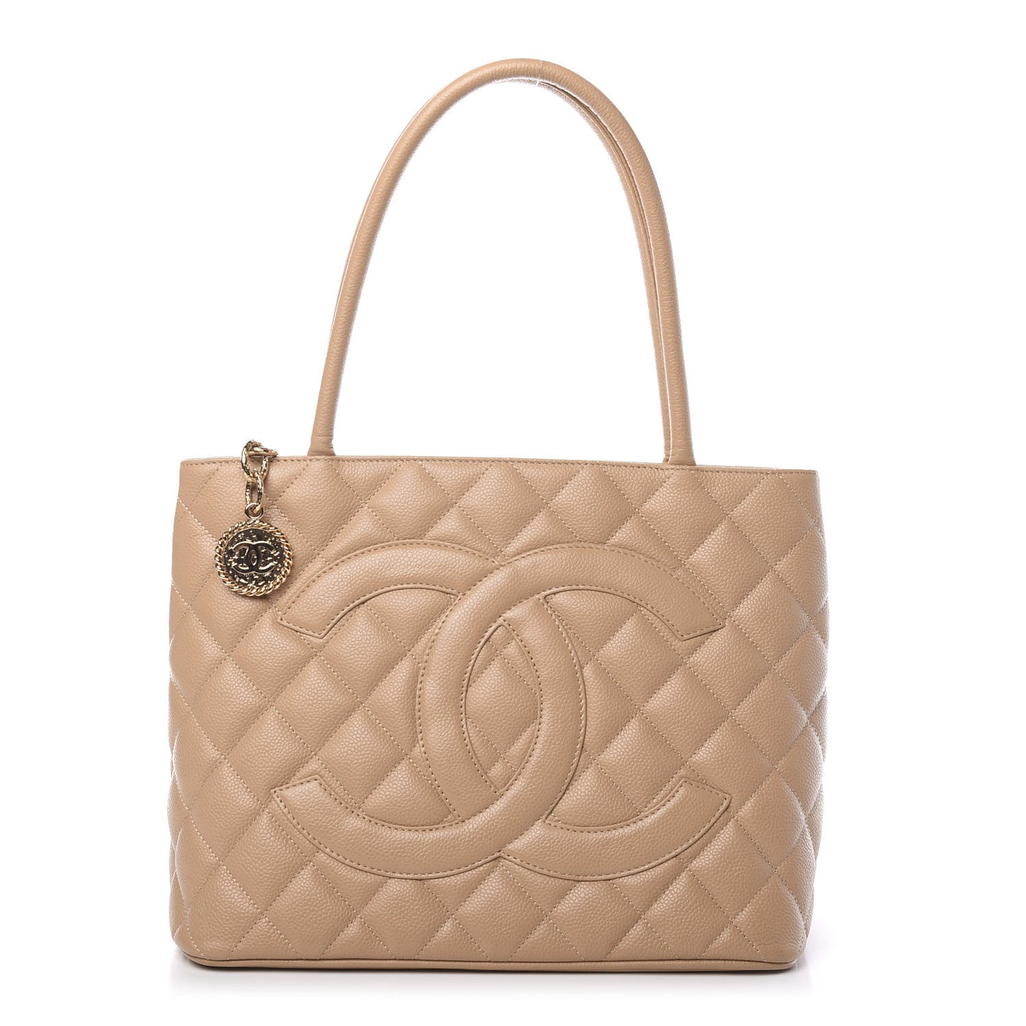 Caviar Quilted Medallion Tote Beige