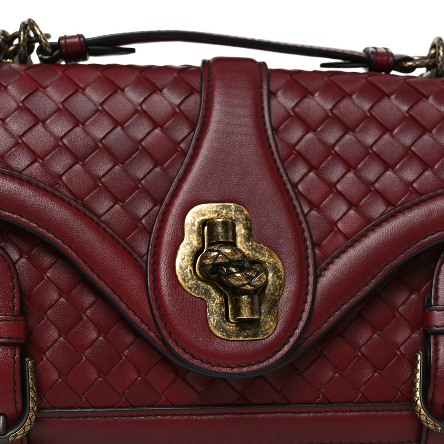 French Calfskin Intrecciato City Knot Bag Burgundy