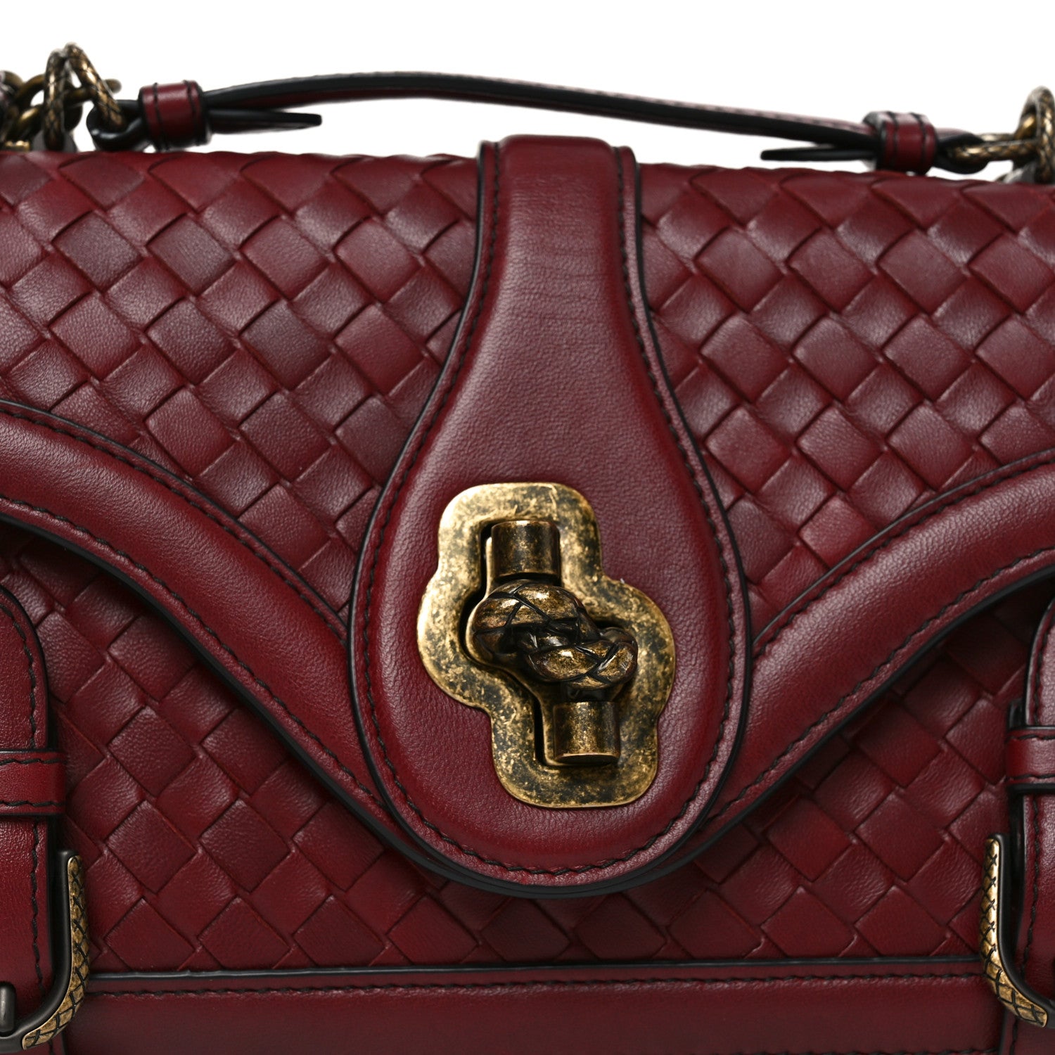 Bottega Veneta French Calfskin Intrecciato City Knot Bag Burgundy 7 of 9