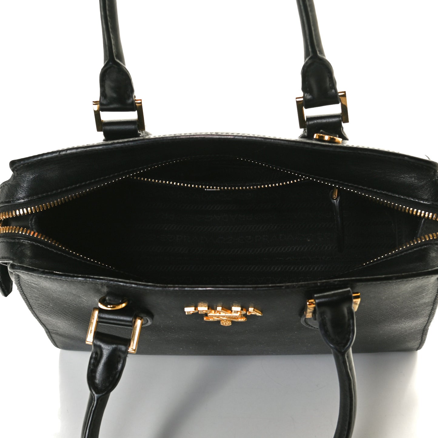 Saffiano Soft Calfskin Double Handle Satchel Black
