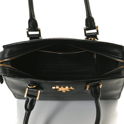 Prada Saffiano Soft Calfskin Double Handle Satchel Black 5 of 17