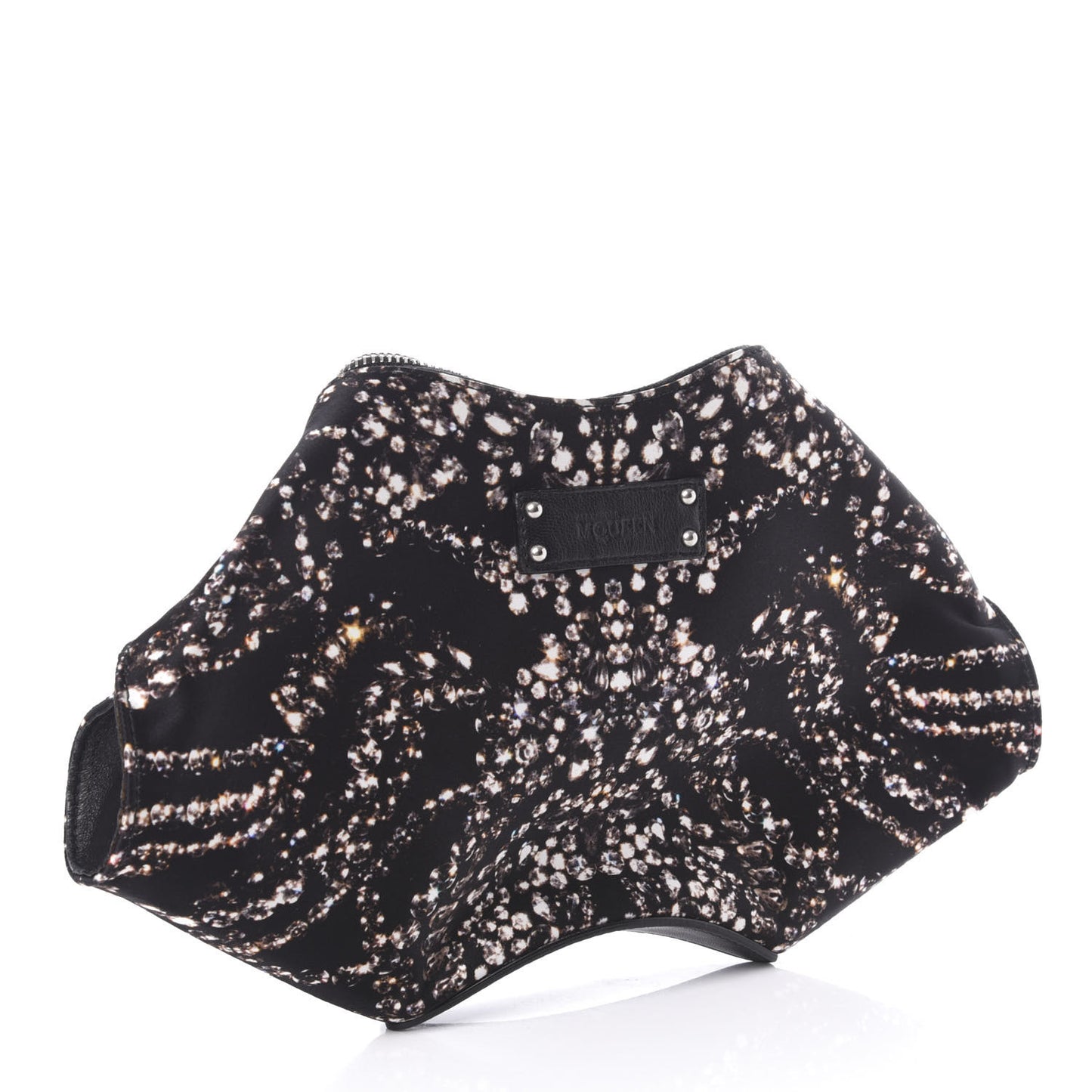 Silk Dandelion Print De Manta Clutch Black