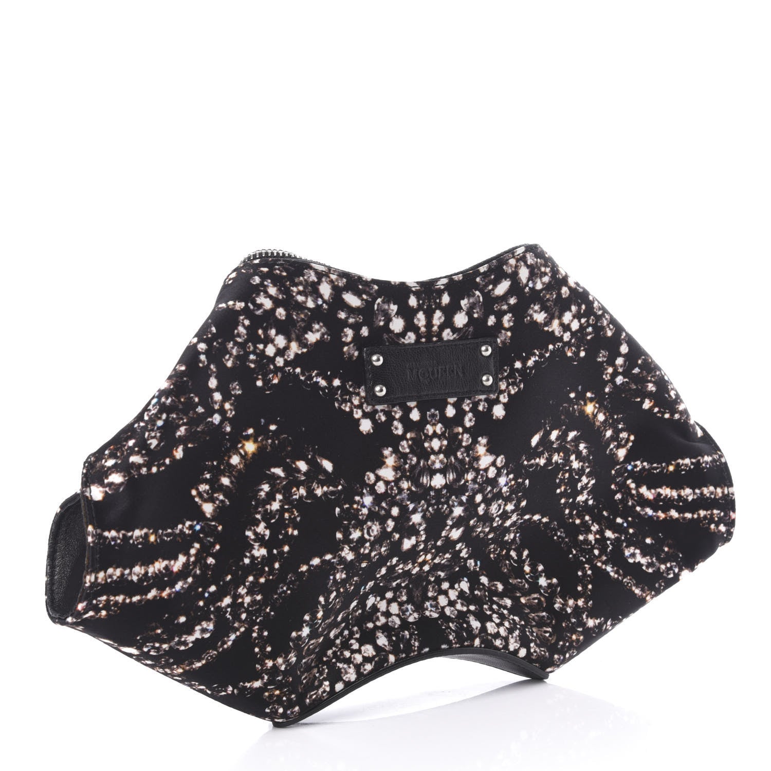 Alexander McQueen Silk Dandelion Print De Manta Clutch Black 3 of 9