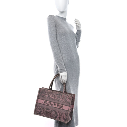 Christian Dior Canvas Embroidered Medium Dioriviera Toile De Jouy Book Tote Pink Grey 2 of 10