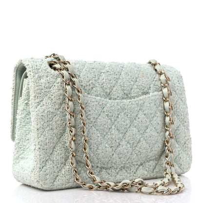 Chanel Tweed Quilted Medium Double Flap Light Turquoise 3 of 15