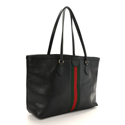 Gucci Textured Calfskin Web Medium Ophidia Shopping Tote Black 3 of 9