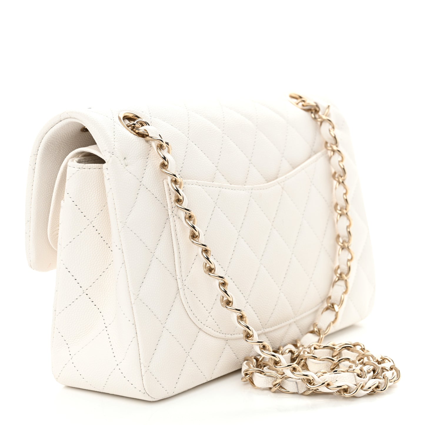 Caviar Quilted Small Double Flap White