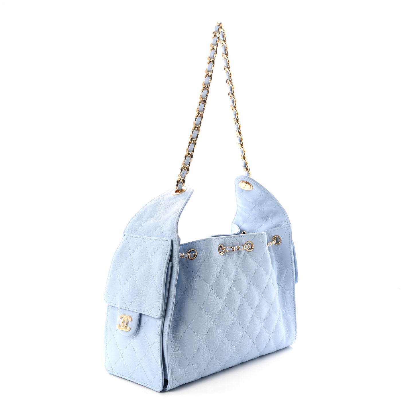 Caviar Quilted Small Chanel 25 Handbag Light Blue