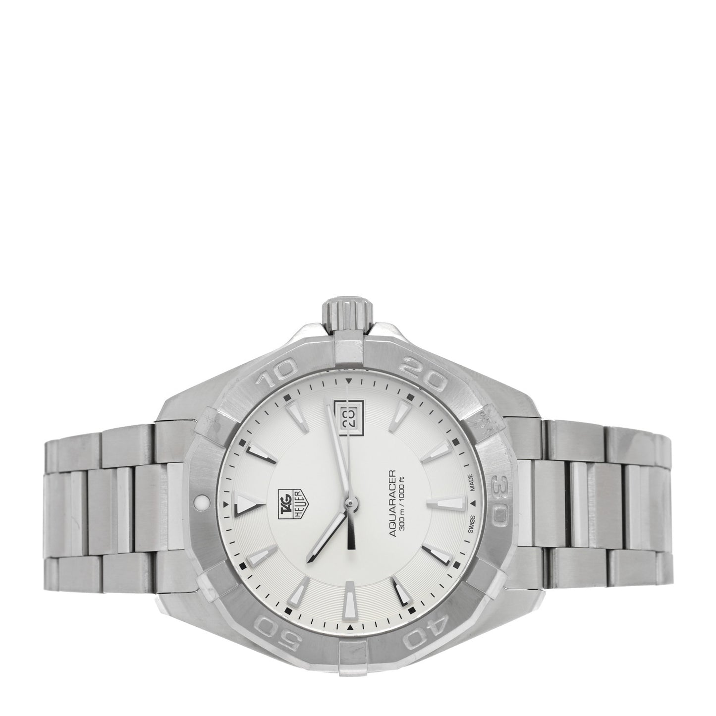 Stainless Steel 40mm Aquaracer 300M Quartz Watch Silver WAY1111