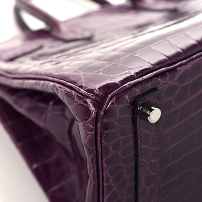 Hermes Shiny Niloticus Crocodile Birkin 30 Amethyst 11 of 14