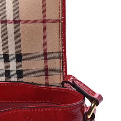 Burberry Patent Calfskin Haymarket Check Maydown Crossbody Bag Red 18 of 19