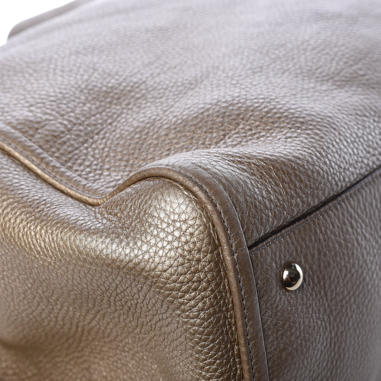 Gucci Metallic Pebbled Calfskin Large Soho Shoulder Bag Golden Beige 15 of 15