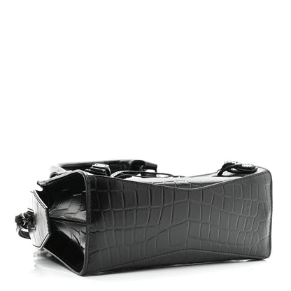 Balenciaga Semi Shiny Calfskin Crocodile Embossed Neo Classic Black Hardware Mini City Black 4 of 10