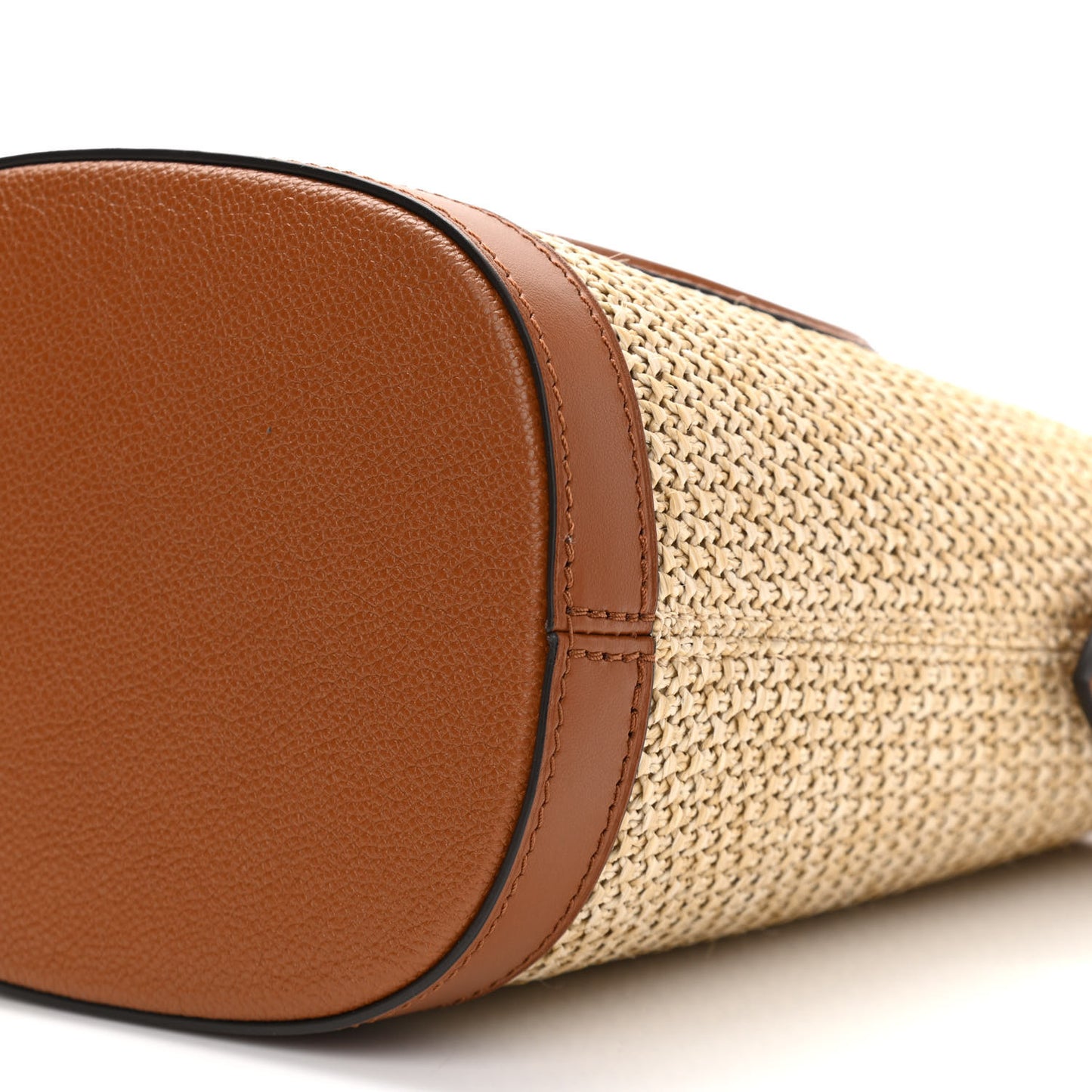Kitted Raffia Petit Bucket Caramel