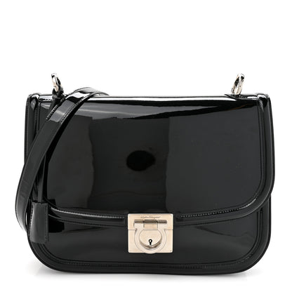 Salvatore Ferragamo Patent Jody Shoulder Bag Black 2 of 19