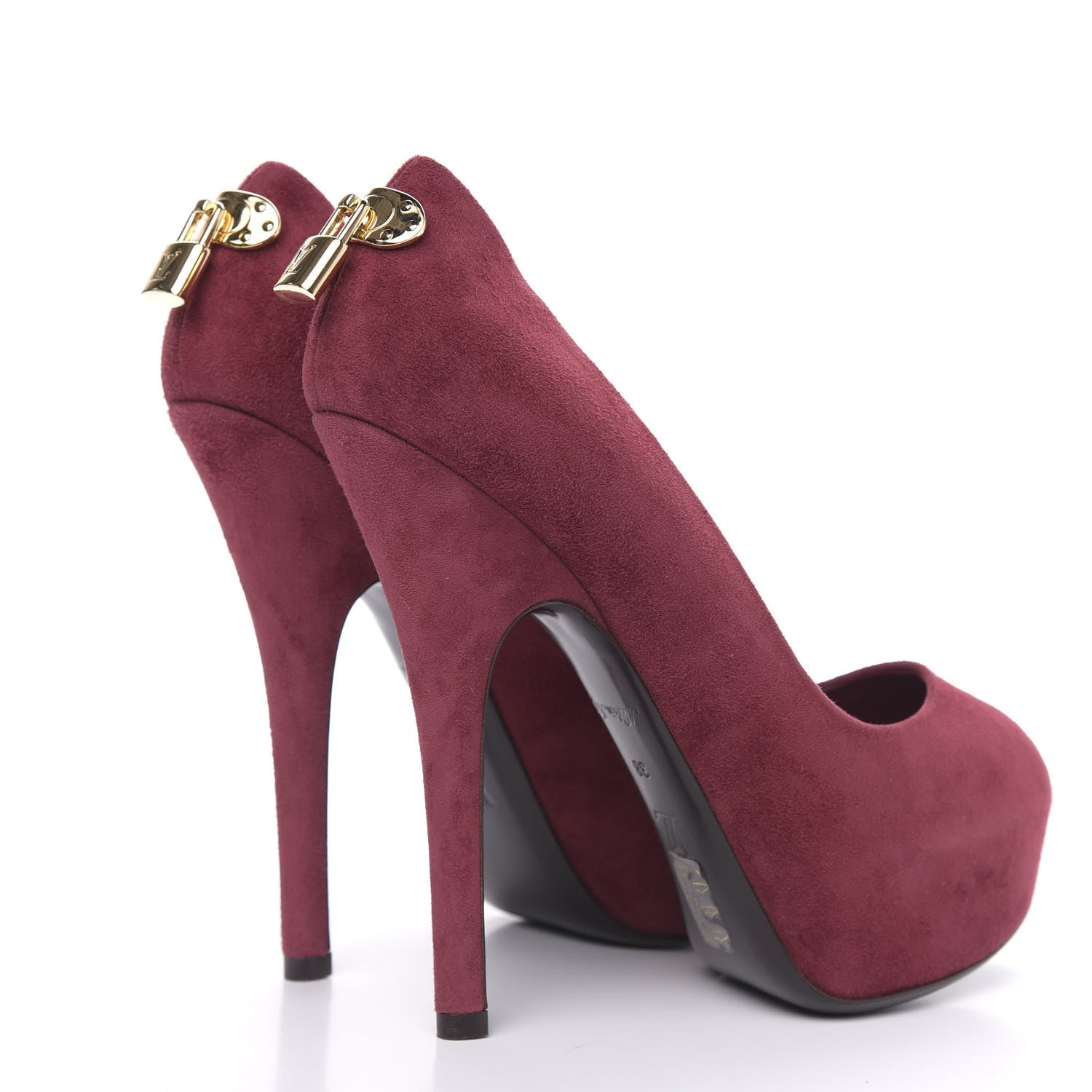 Louis Vuitton Suede Oh Really Peep Toe Pumps 38 Grenat 4 of 9