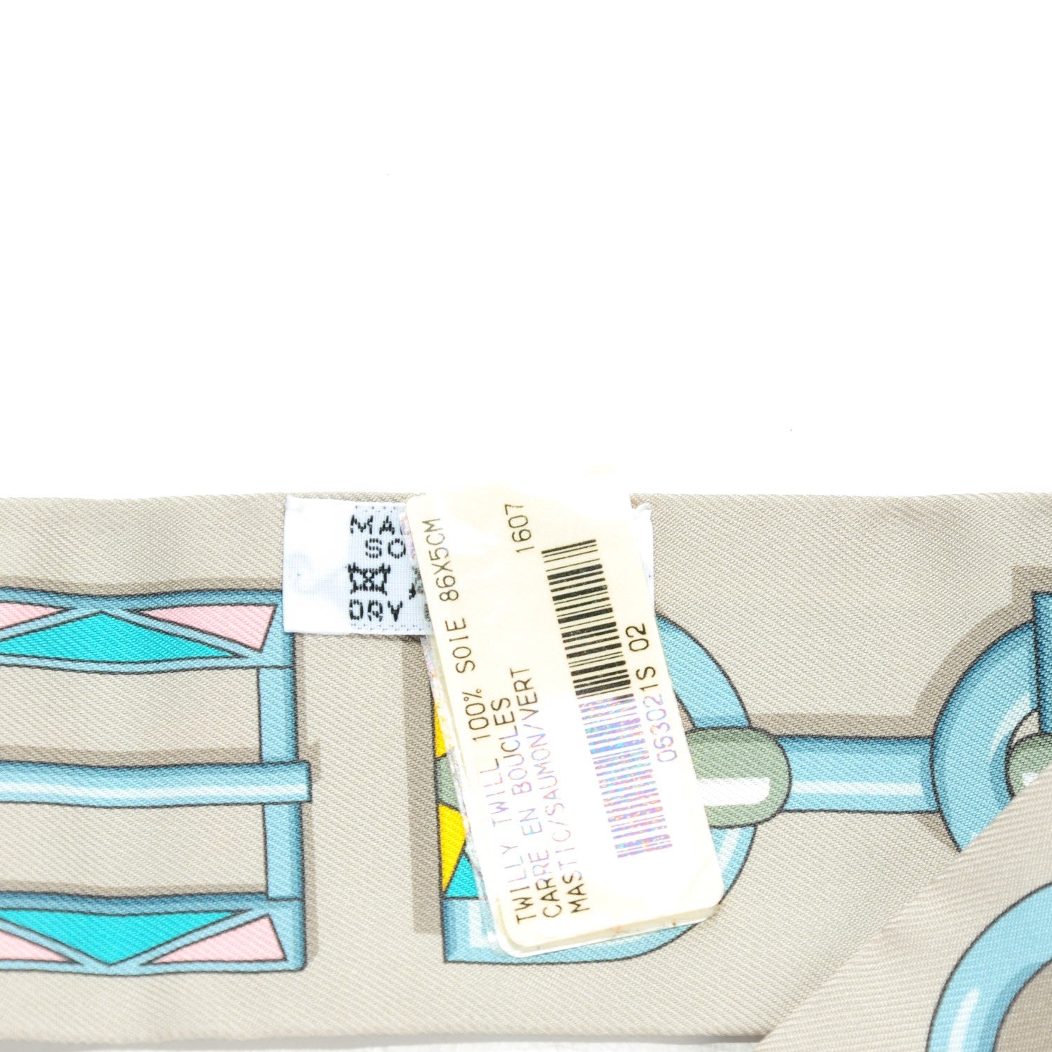 Hermes Silk Carre En Boucles Twilly Mastic Saumon Vert 3 of 6