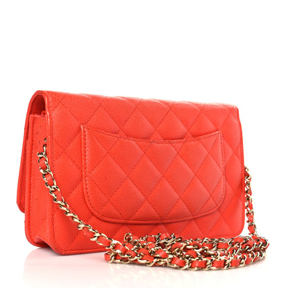 Chanel Caviar Quilted Wallet on Chain WOC Orange 3 of 12