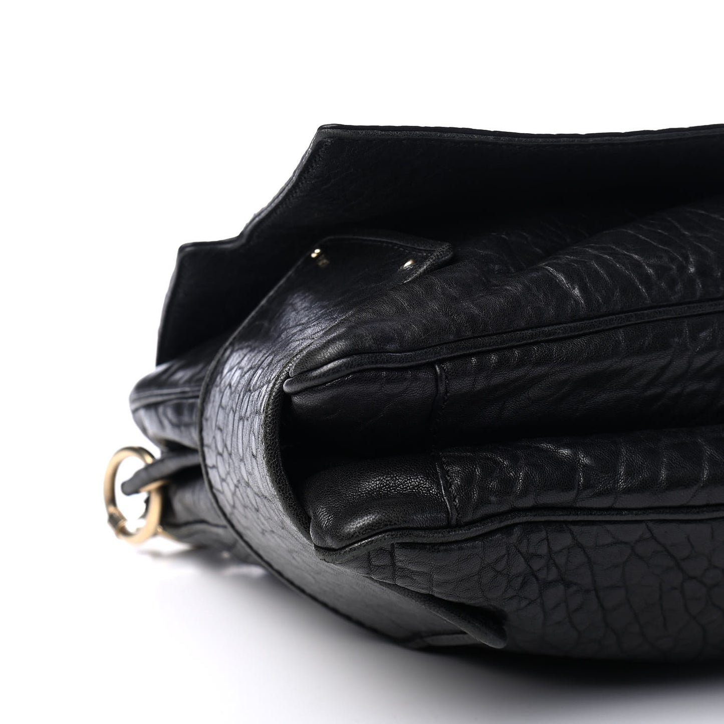 Pebbled Lambskin Melancholia Shoulder Bag Black