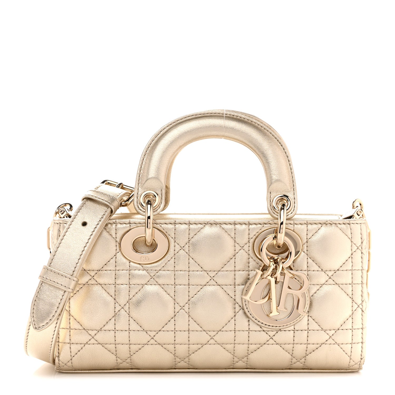Christian Dior Metallic Lambskin Cannage Small Lady D-Joy Gold 1 of 9