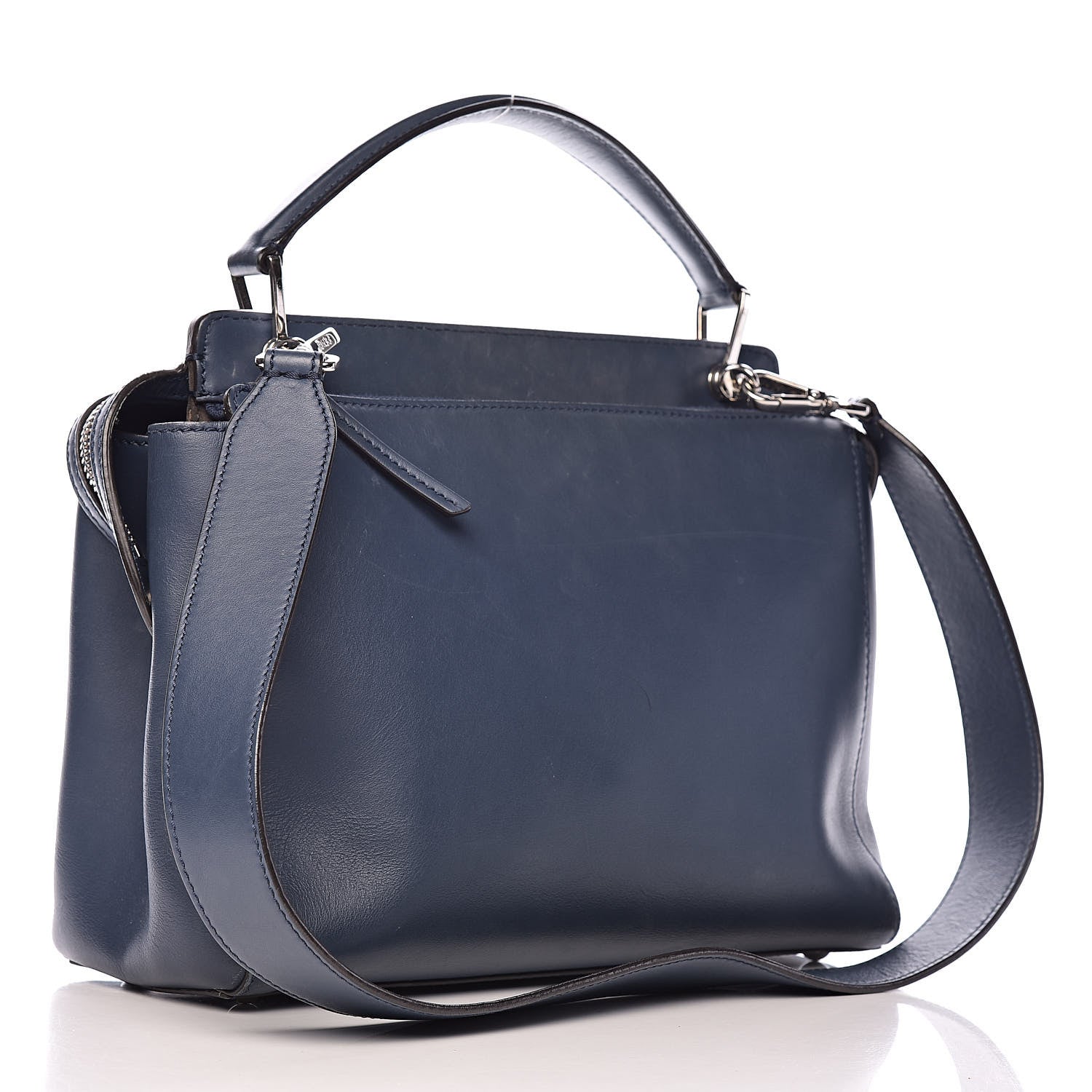 Fendi Calfskin Flowerland Studded Dotcom Satchel Blue 3 of 17