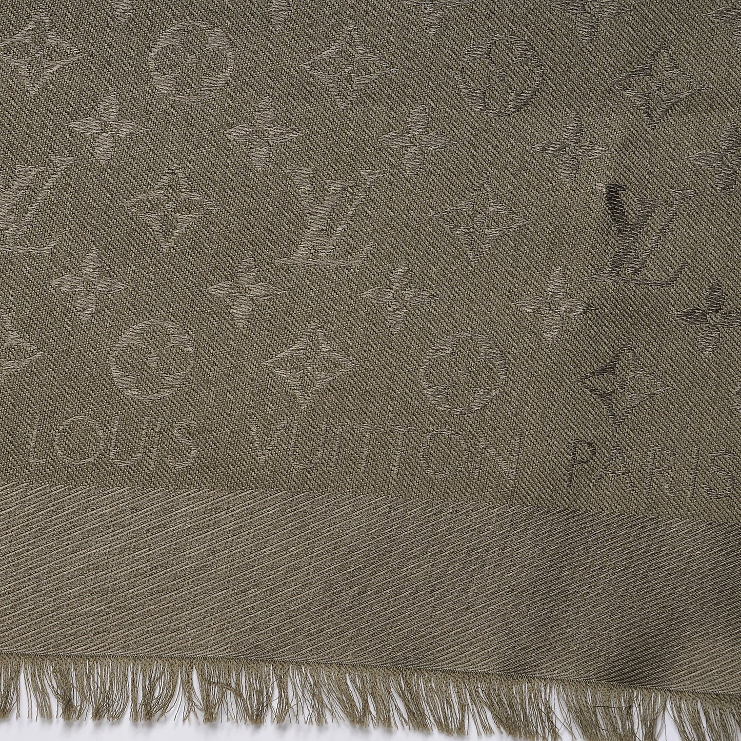 Silk Wool Monogram Shawl Kaki