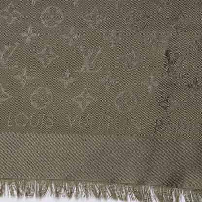 Louis Vuitton Silk Wool Monogram Shawl Kaki 3 of 4