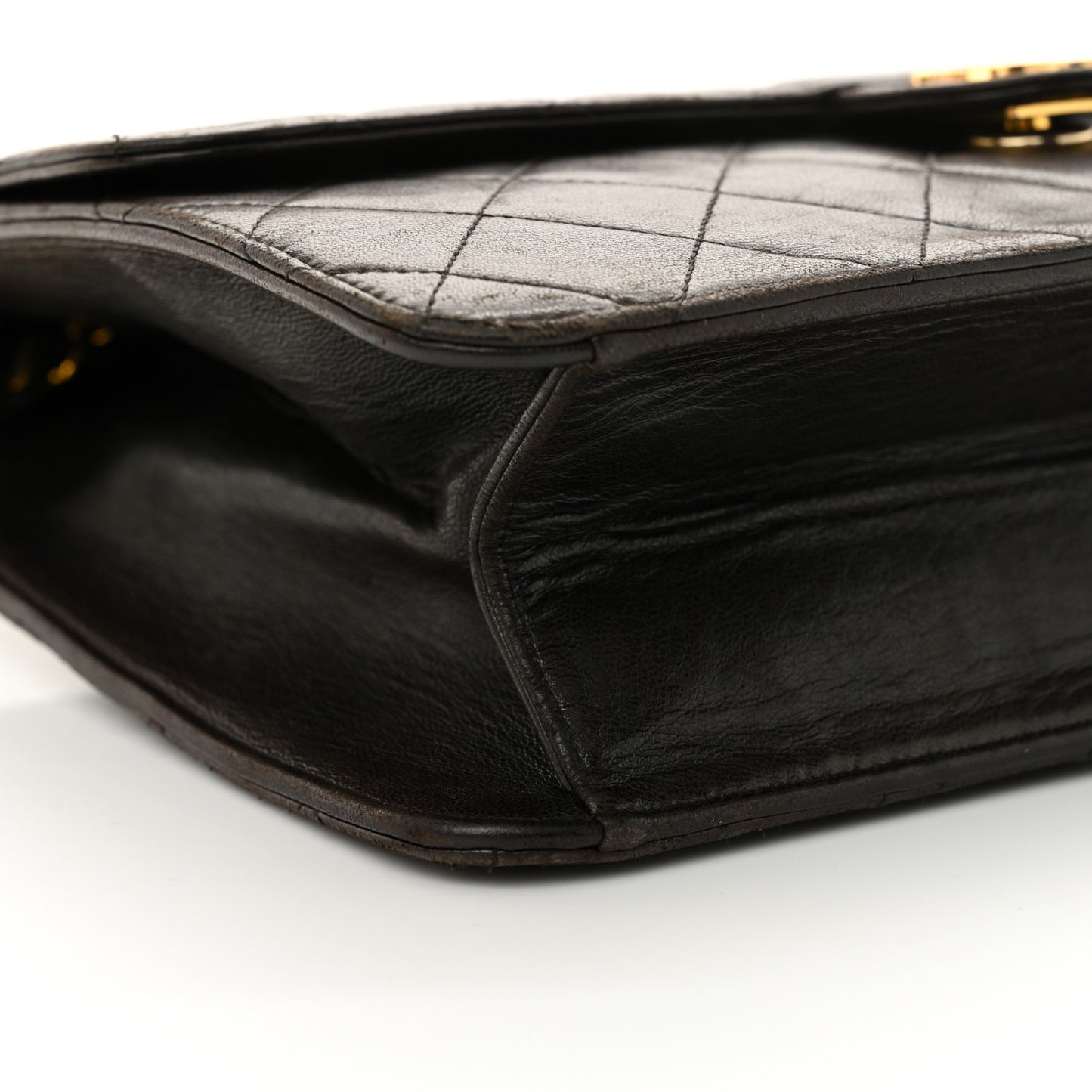 Lambskin Quilted Medium Single Flap Dark Brown