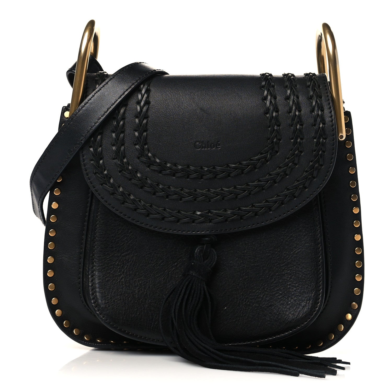 Chloe Calfskin Braided Small Hudson Shoulder Bag Black 1 of 6