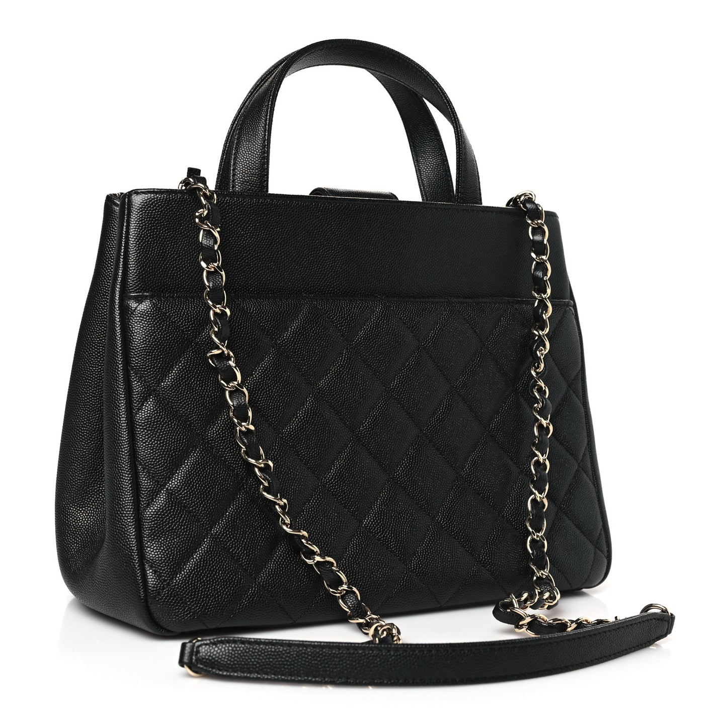 Caviar Quilted Small Business Affinity Shopping Bag Black