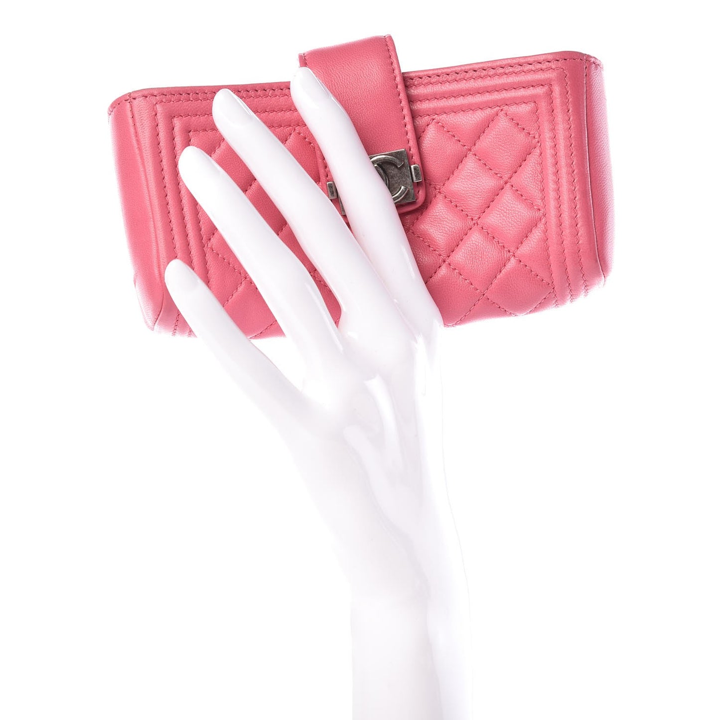 Lambskin Quilted Mini Boy Phone Holder Clutch Pink