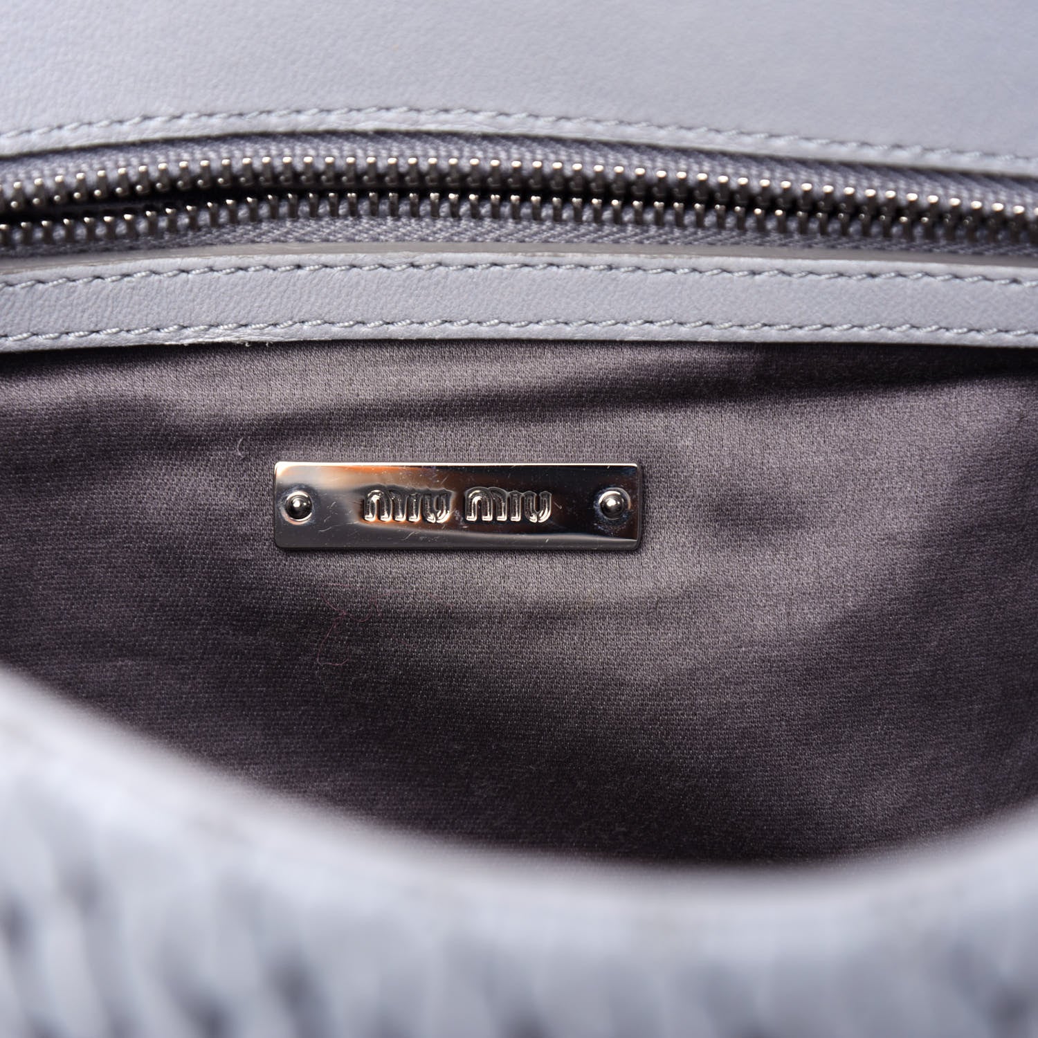 Miu Miu Nappa Matelasse Bi-Color Crystal Flap Clutch Astrale Grey 6 of 10