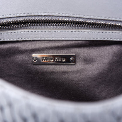 Miu Miu Nappa Matelasse Bi-Color Crystal Flap Clutch Astrale Grey 6 of 10
