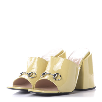 Gucci Patent Lexi Horsebit High-Heel Slide Sandals 41 Burro 3 of 14