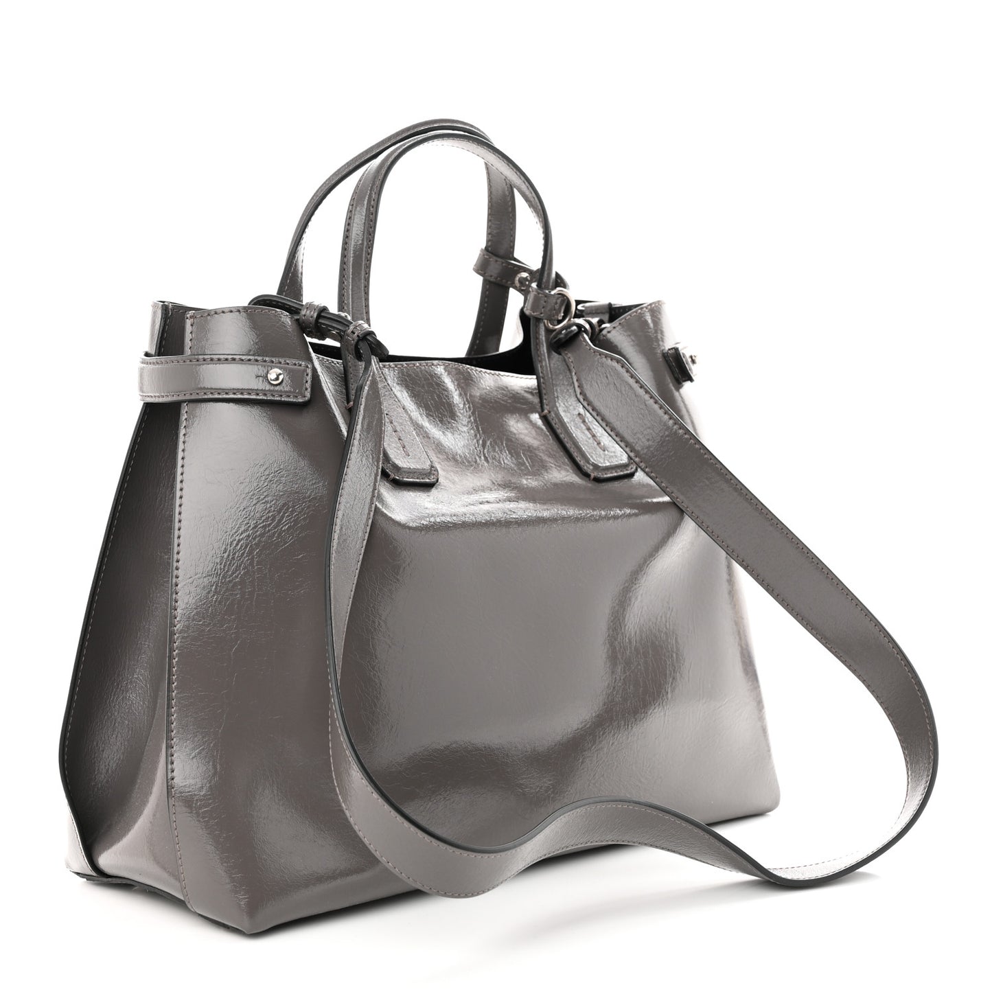 Soft Calfskin Medium Banner Tote Sepia Grey