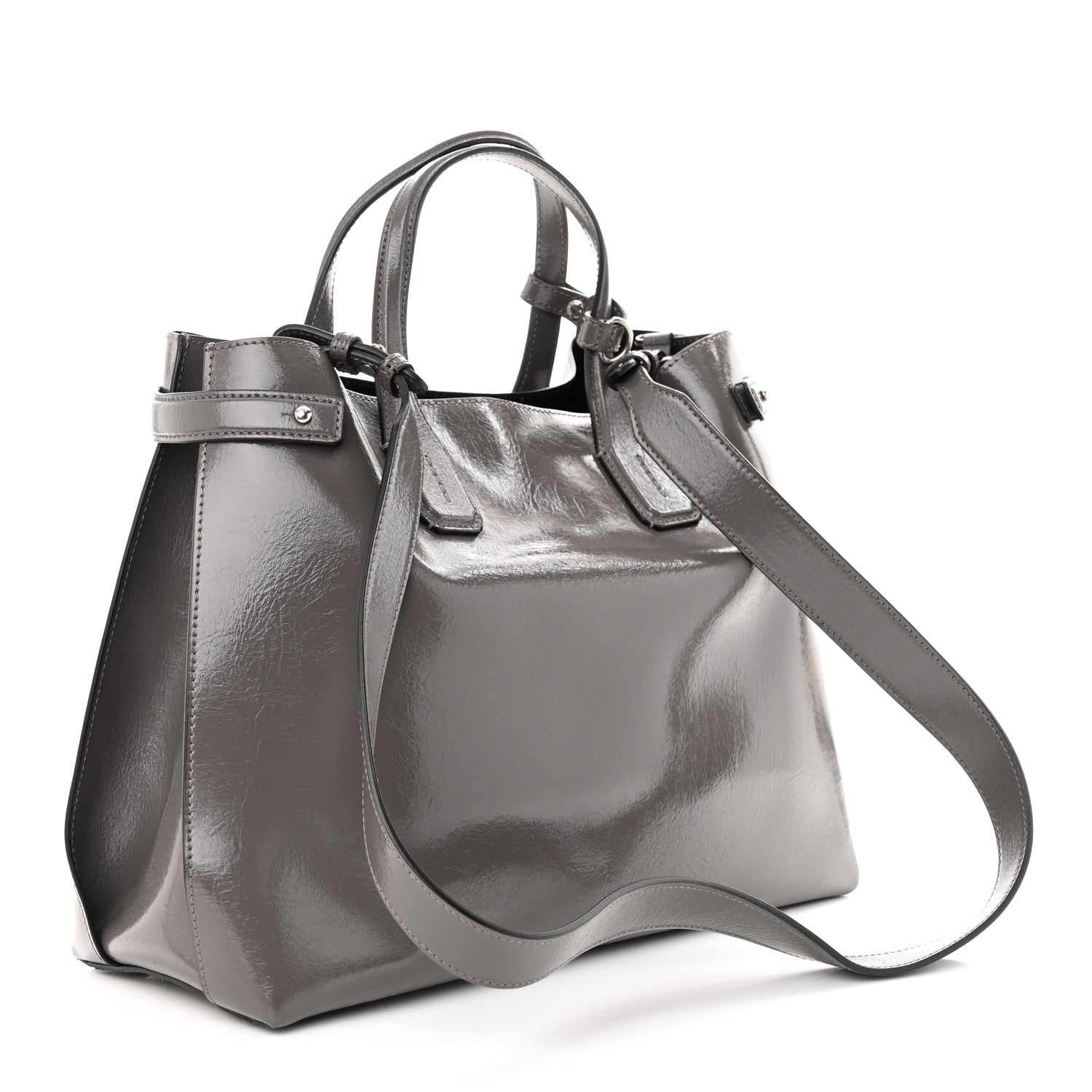 Burberry Soft Calfskin Medium Banner Tote Sepia Grey 3 of 10