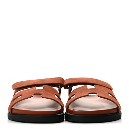 Hermes Suede Goatskin Womens Chypre Sandals 38.5 Marron Muscovado 3 of 10