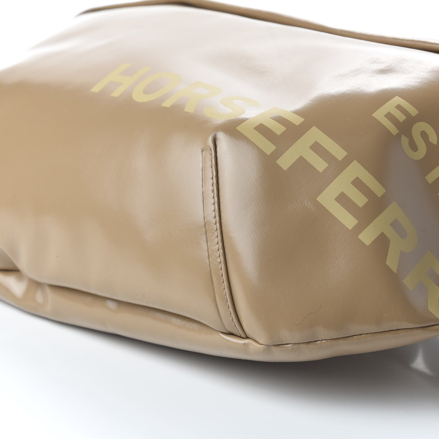 Coated Canvas Horseferry Print Extra Large Bum Bag Beige