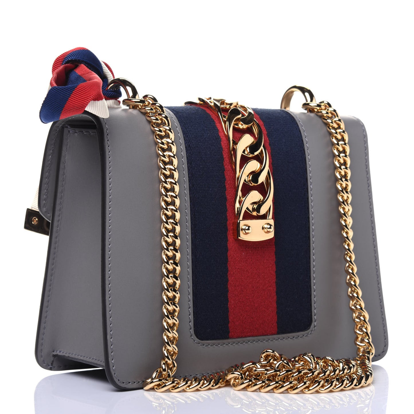Calfskin Mini Sylvie Chain Shoulder Bag Deep Grey