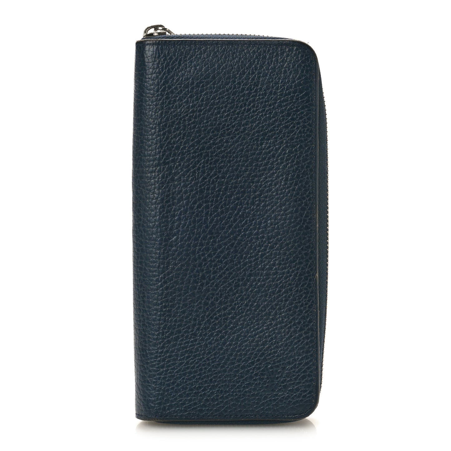 Taurillon Vertical Zippy Wallet Navy