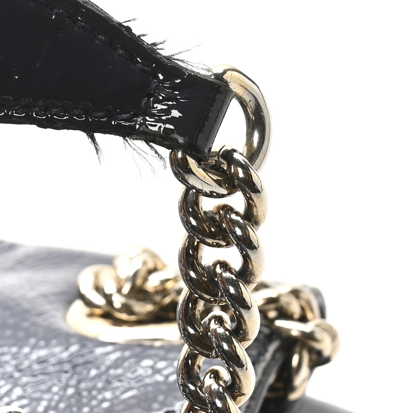 Vernice Naplack  Medium Soho Chain Shoulder Bag Uniform Blue