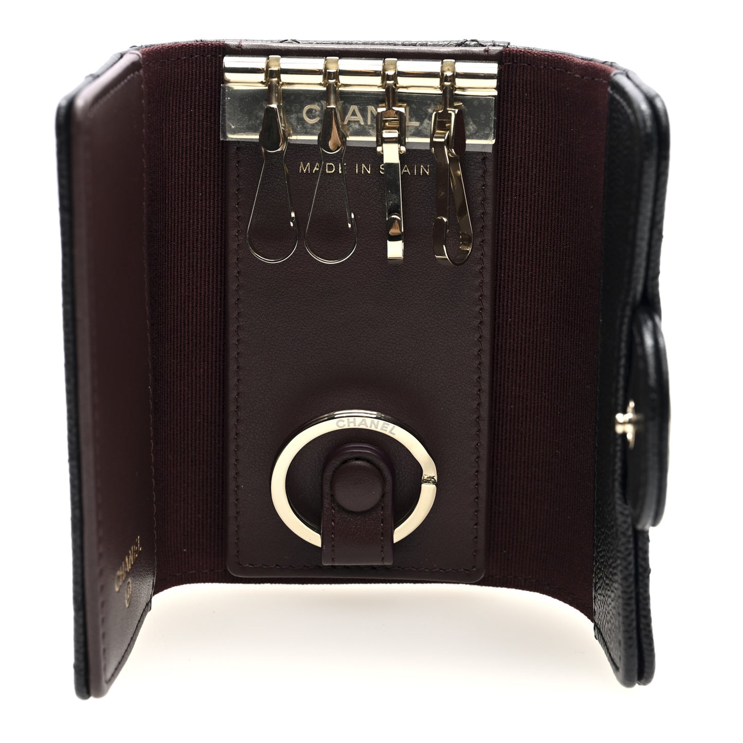 Caviar Quilted Classic 4 Key Holder Wallet Black
