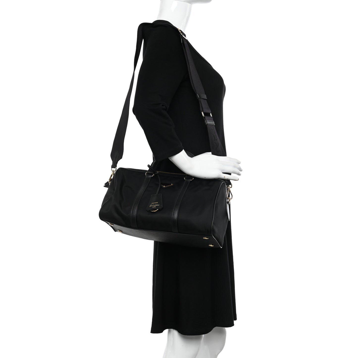 Re-Nylon Saffiano Medium Re-Edition 1978 Top Handle Bag Black