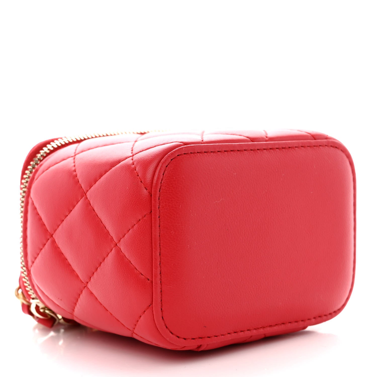 Chanel Lambskin Quilted Pearl Crush Mini Vanity Case With Chain Red 4 of 10