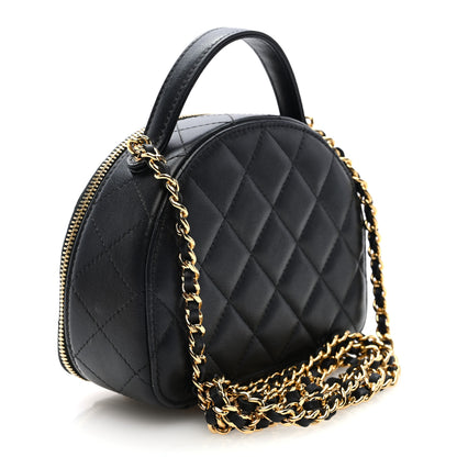 Chanel Lambskin Quilted Chic Riviera Top Handle Vanity Case Black 3 of 10
