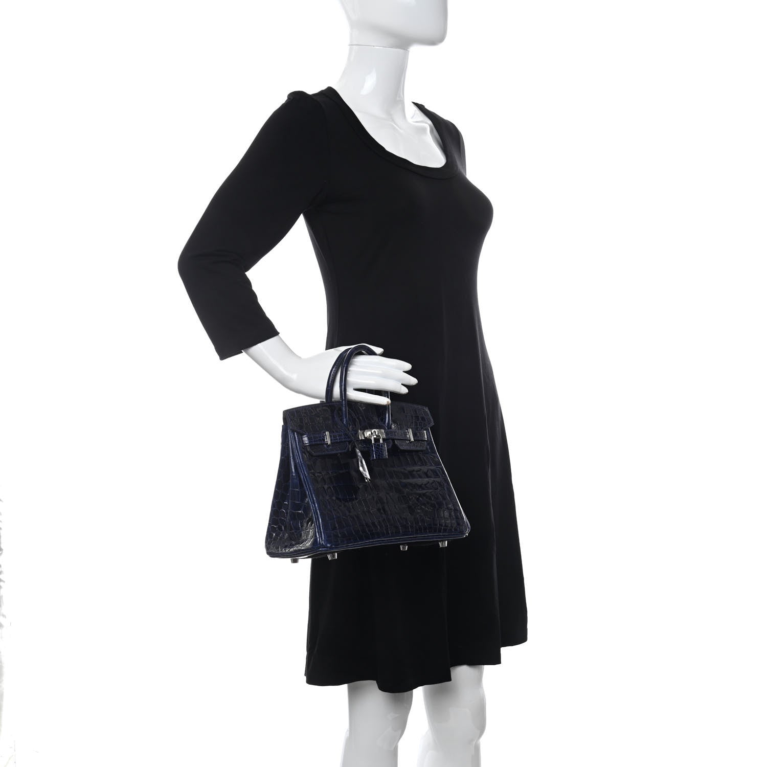 Hermes Shiny Niloticus Crocodile Birkin 25 Bleu Saphir 2 of 20
