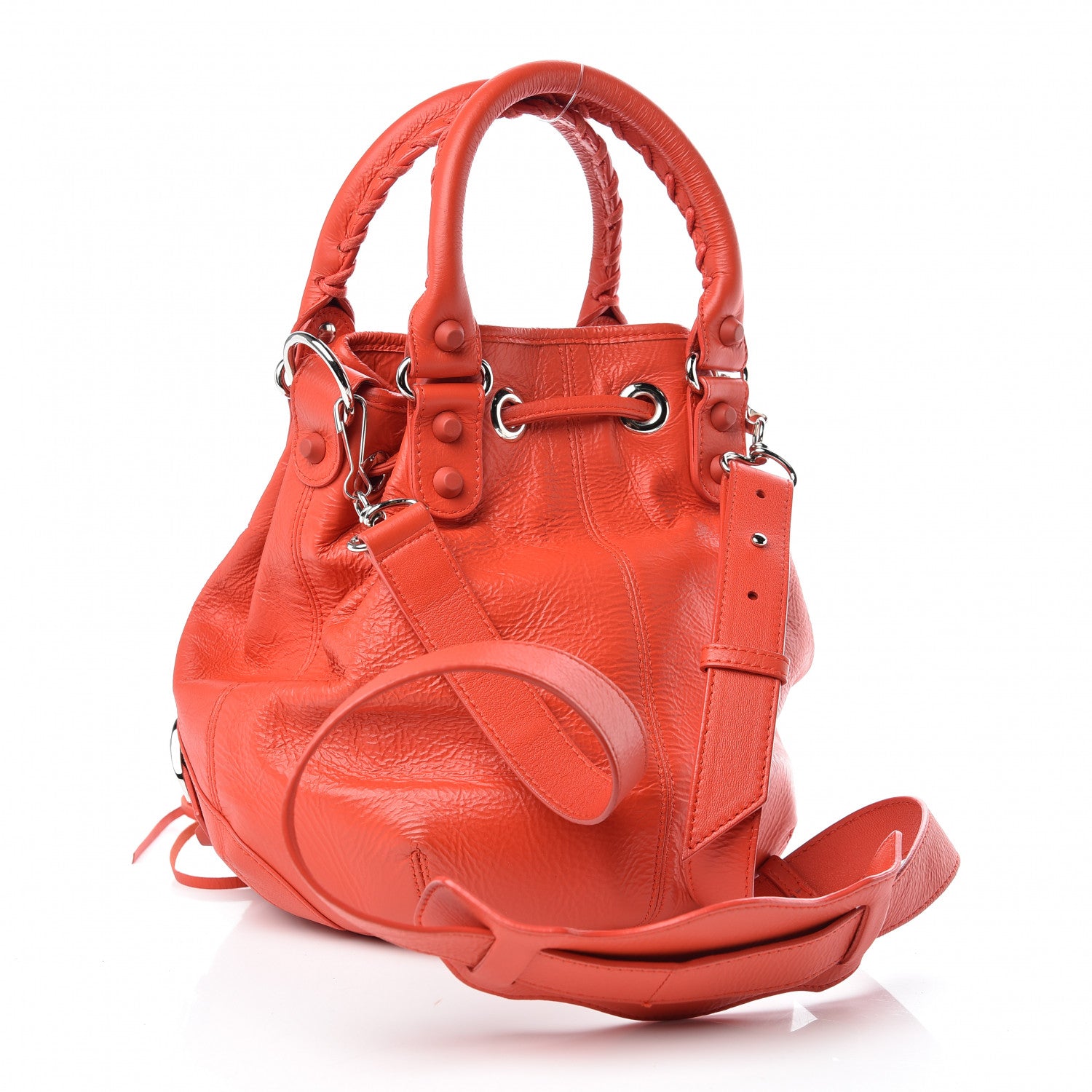 Balenciaga Matte Goatskin Rubber Covered Classic Hardware Mini Pompon Rouge Coquelicot Rouge Braise 3 of 13