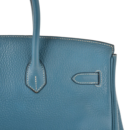 Hermes Taurillon Clemence Birkin 35 Blue Jean 12 of 40