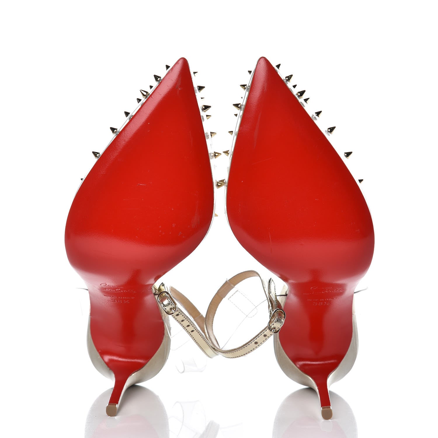 Christian Louboutin PVC Specchio Spikoo 100 Pumps 38.5 Light Gold 5 of 10